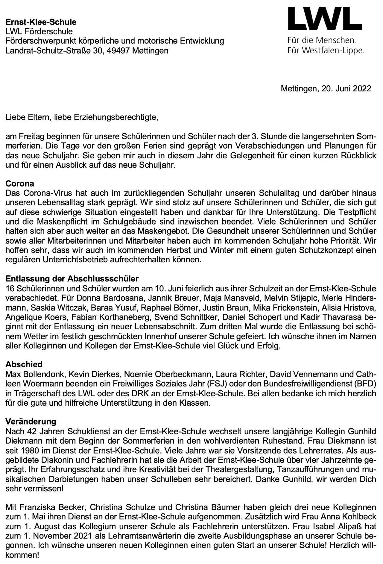 Sommerbrief 1