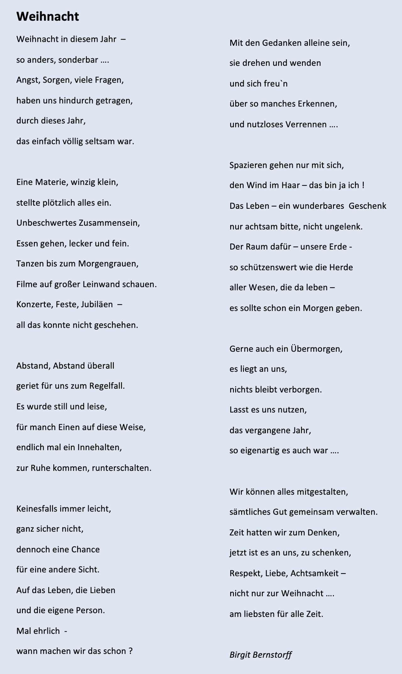 Weihnachtsgedicht