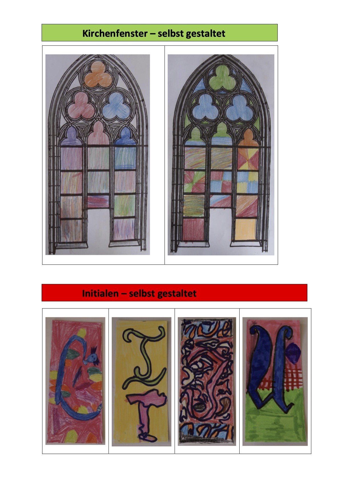 Kirchenfenster und Initialen